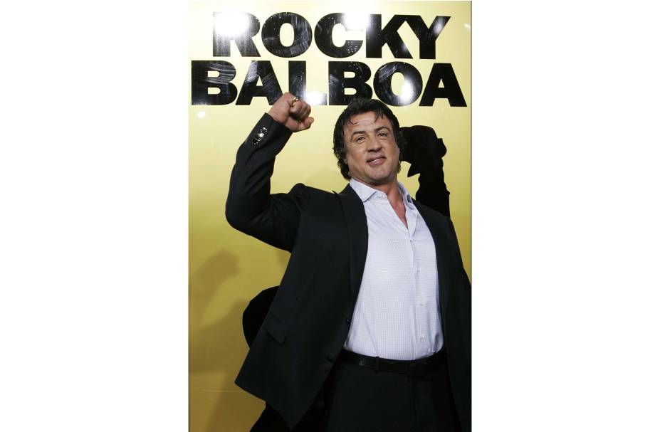 Sylvester Stallone e dirigiu o filme "Rocky Balboa" na noite de estréia em Los Angeles, 13/12/2006.