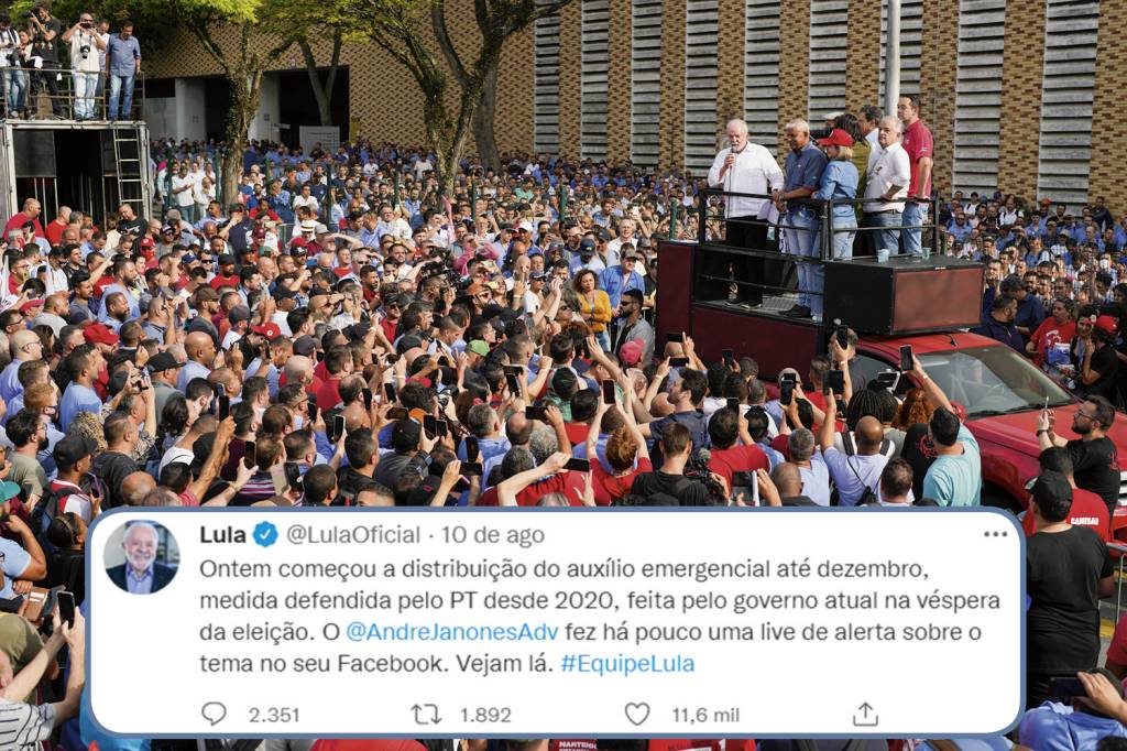 AP22228706722628.jpg CONTRADIÇÃO - Lula: o ex-presidente critica o governo ao mesmo tempo que promete ampliar o pacote de benefícios caso seja eleito em outubro -