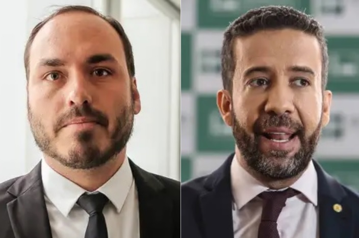 O vereador Carlos Bolsonaro (Republicanos) e o deputado Federal André Janones (Avante-MG)