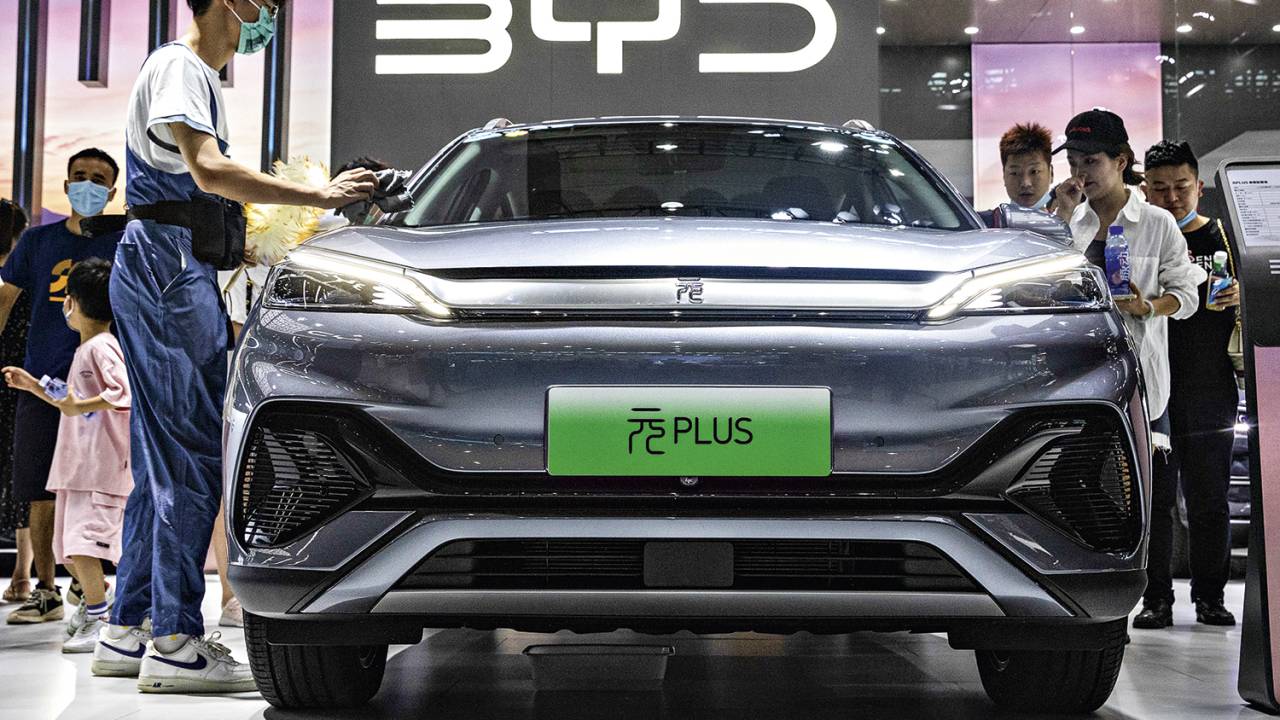 NOVA ERA - Veículo da BYD no Salão Automóvel da China: a marca possui três fábricas em território brasileiro -