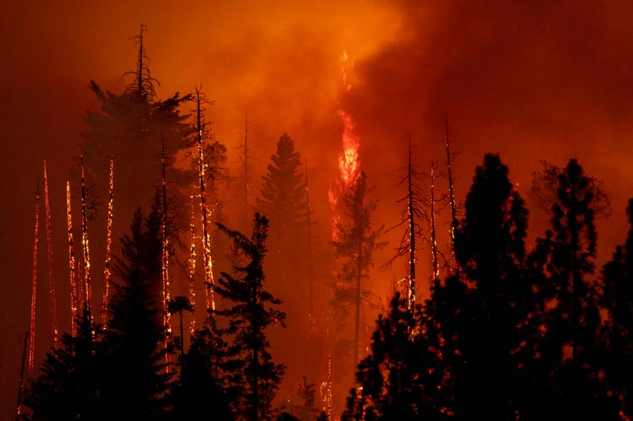 Incêndio florestal na região de Midpines, `a nordeste de Mariposa, Califórnia, em 23/07/2022.