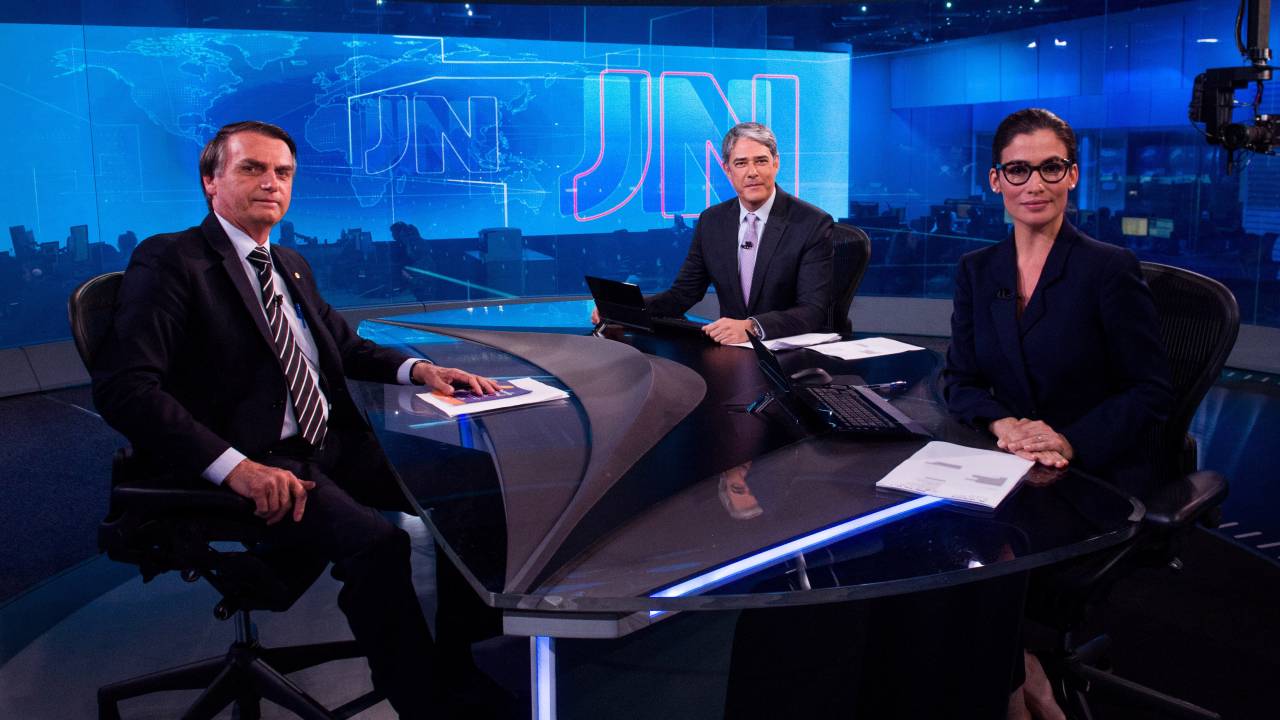 Jair Bolsonaro no 'Jornal Nacional' durante entrevista para a eleição presidencial de 2018 -