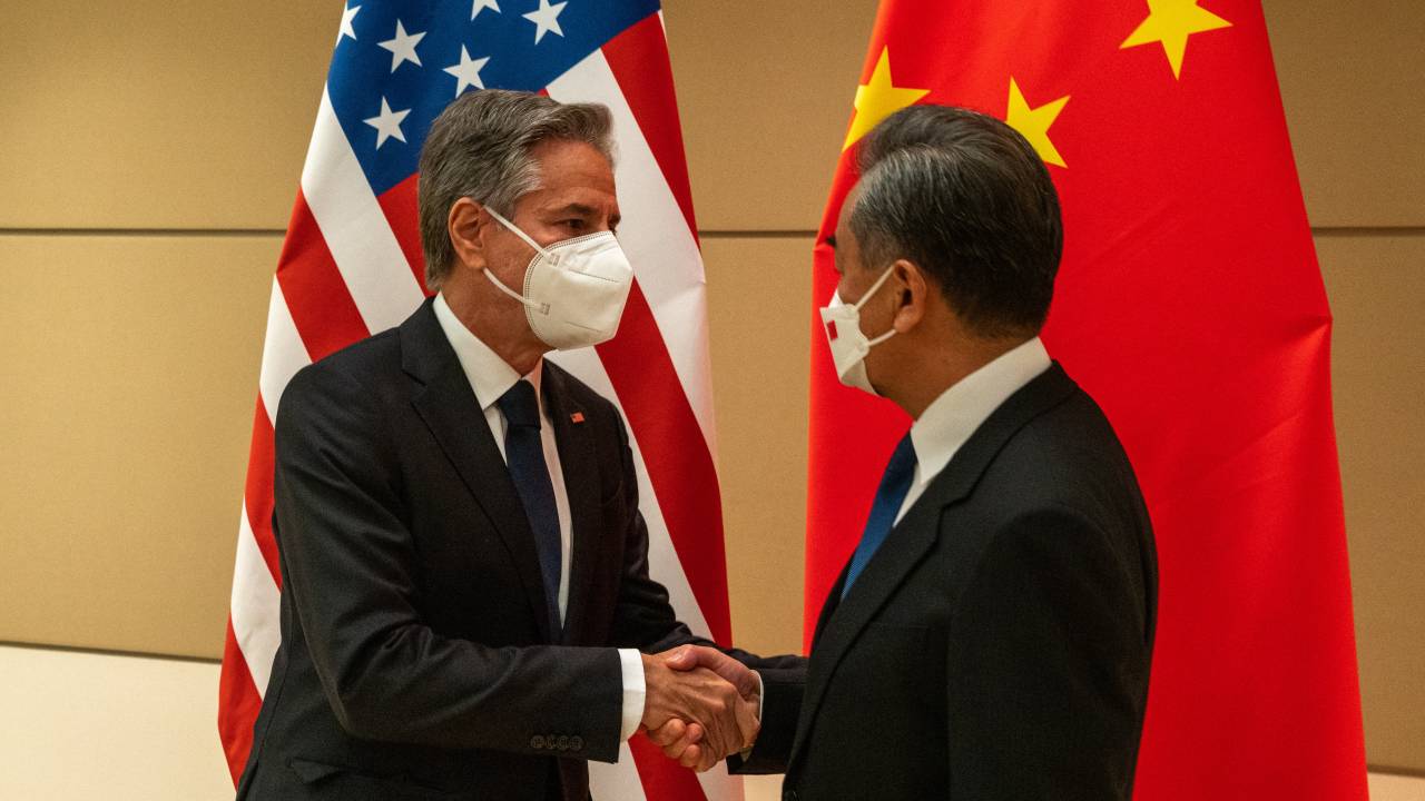 US Secretary of State Antony Blinken (L) meets with Chinese Foreign Minister Wang Yi on the sidelines of the 77th session of the United Nations General Assembly at UN headquarters in New York City on September 23, 2022. (Photo by DAVID DEE DELGADO / POOL / AFP)