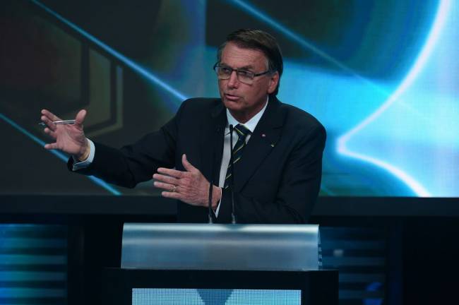 O presidente Jair Bolsonaro (PL), durante o debate VEJA