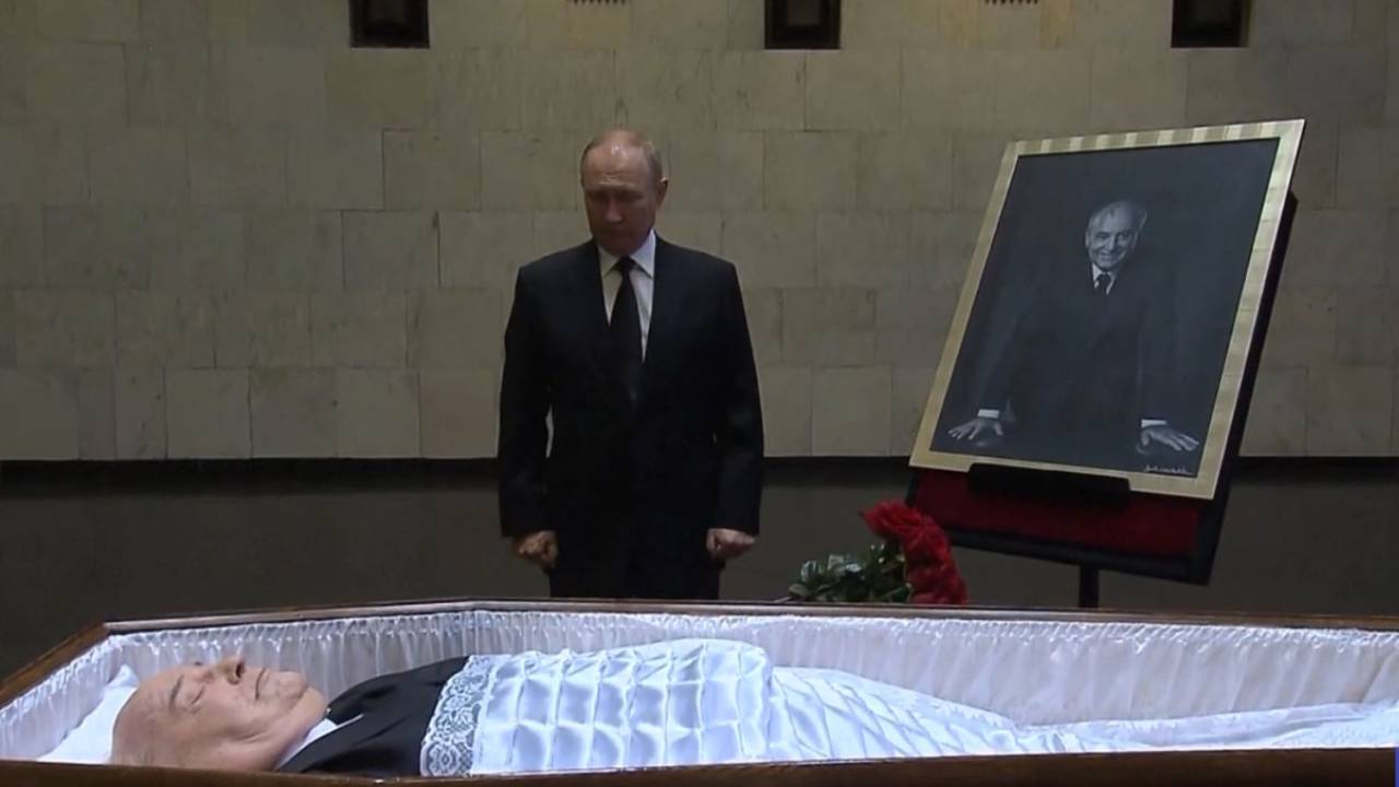 O presidente russo, Vladimir Putin, durante velório do ex-líder da União Soviética Mikhail Gorbachev - 01/09/2022 -