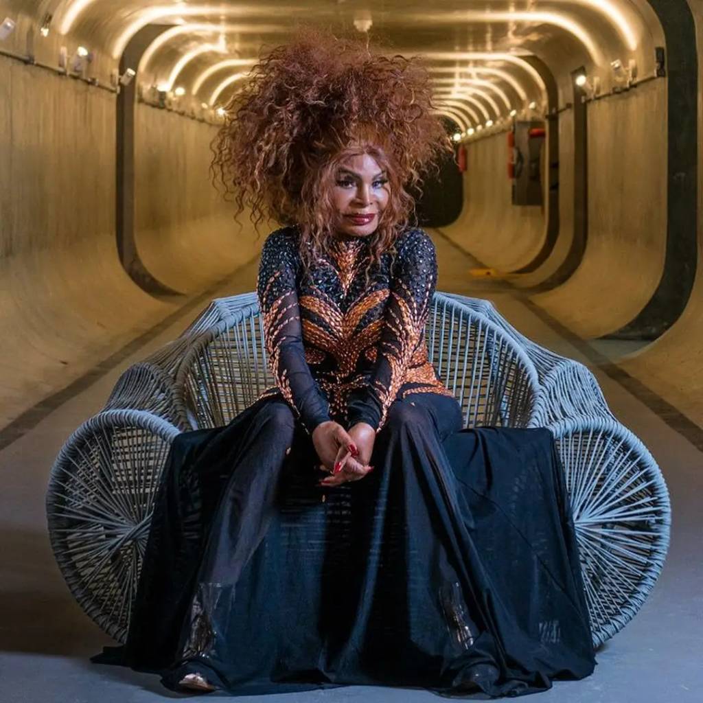 io Roupa de Elza Soares que foi usada pelo cantor Caio Prado em homenagem a ela no Rock in Rio