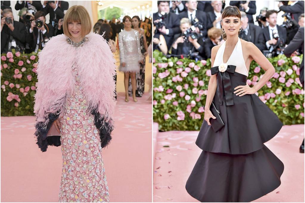 GettyImages-1147404425.jpg MUSAS - Anna Wintour (à esq.) e Penélope Cruz homenageiam o costureiro: peças contemporâneas e toques de tradição -