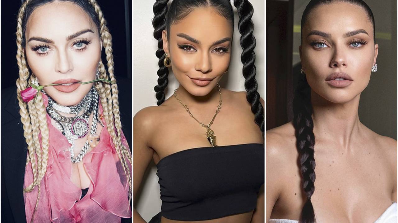 JOGUEM SUAS TRANÇAS - Na cabeça de Madonna, Vanessa Hudgens e Adriana Lima: penteado democrático que serve a qualquer tipo de cor e textura de cabelo -