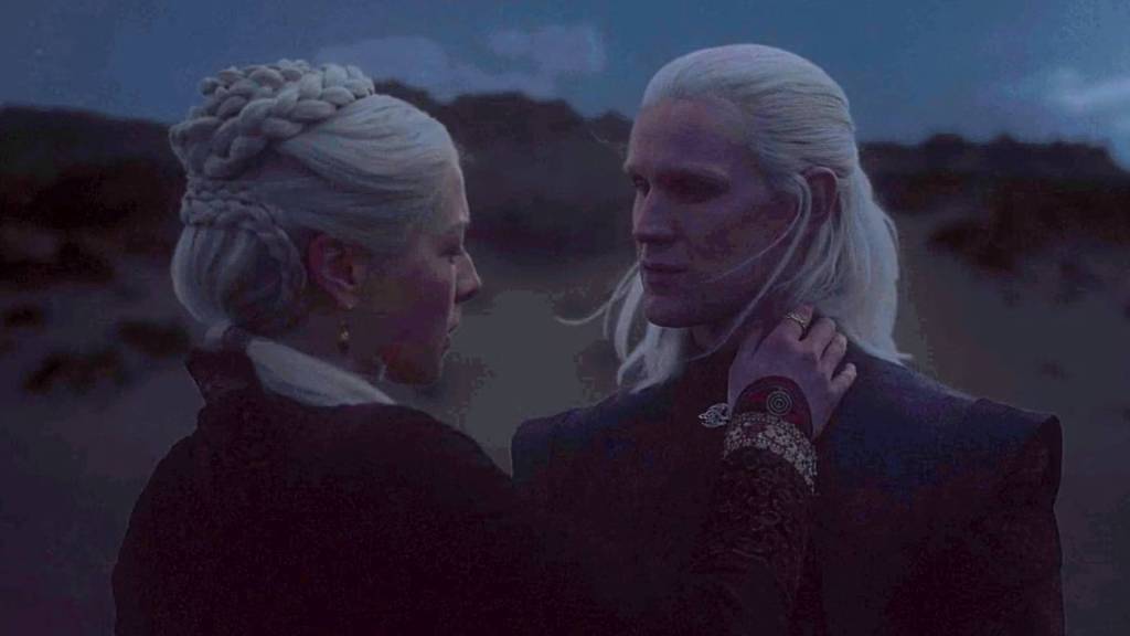 Rhaenyra-Targaryen-Daemon-House-Of-The-Dragon-Episode-7-Beach Rhaenyra e Daemon em 'A Casa do Dragão' -
