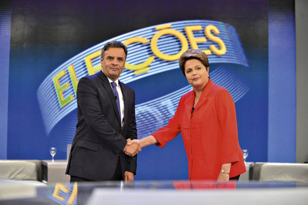 assets_fotos_184_236935.jpg RECORDE - Aécio e Dilma em 2014: a diferença entre os dois no segundo turno ficou em 3 milhões de votos -