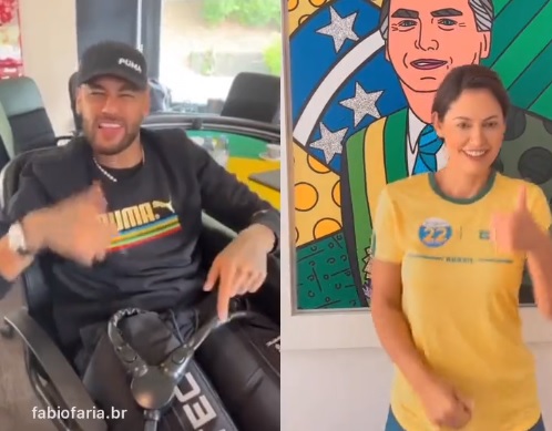 Neymar e Michelle Bolsonaro dançam para pedir votos ao atual presidente Neymar e Michelle Bolsonaro dançam para pedir votos ao atual presidente