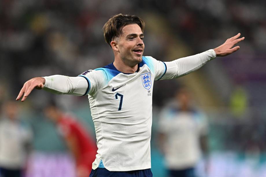 Jack Grealish comemora gol da Inglaterra contra o Irã na Copa do Mundo -