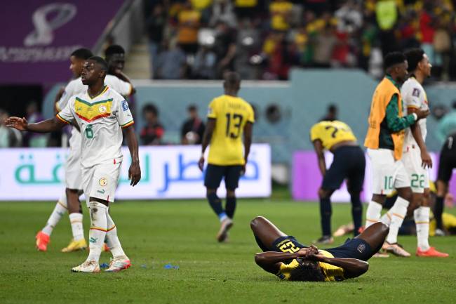 FBL-WC-2022-MATCH35-ECU-SEN Tristeza equatoriana e alegria dos senegaleses no apito final -