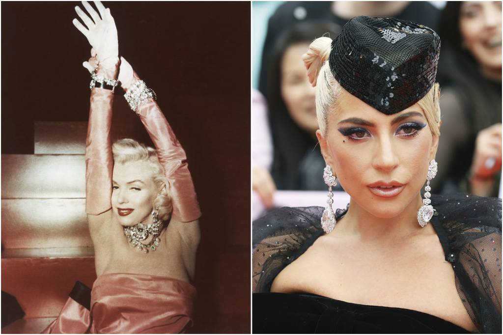 GettyImages-78564208.jpg MELHORES AMIGOS - Fascínio: naturais em Marilyn (à esq.) e artificiais em Lady Gaga -