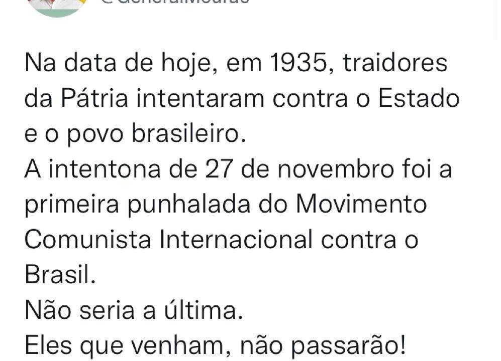 Texto de Hamllton Mourão sobre a Intentona Comunista