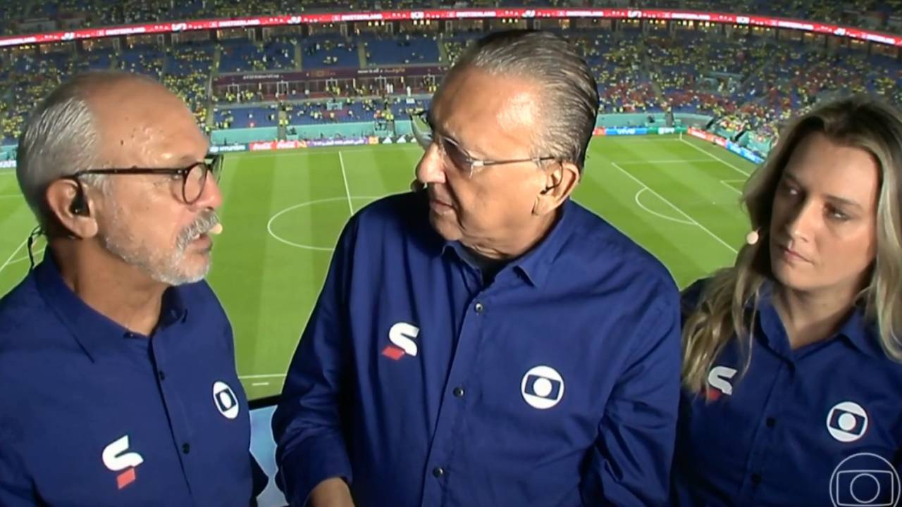 Júnior, Galvão Bueno e Ana Thaís Matos