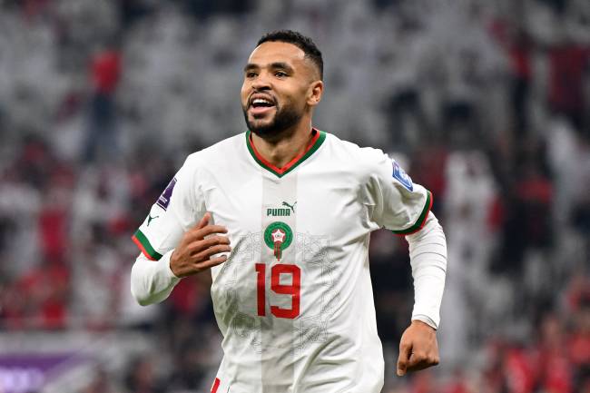 FBL-WC-2022-MATCH42-CAN-MAR Youssef En-Nesyri comemora um dos gols da classificação de Marrocos -