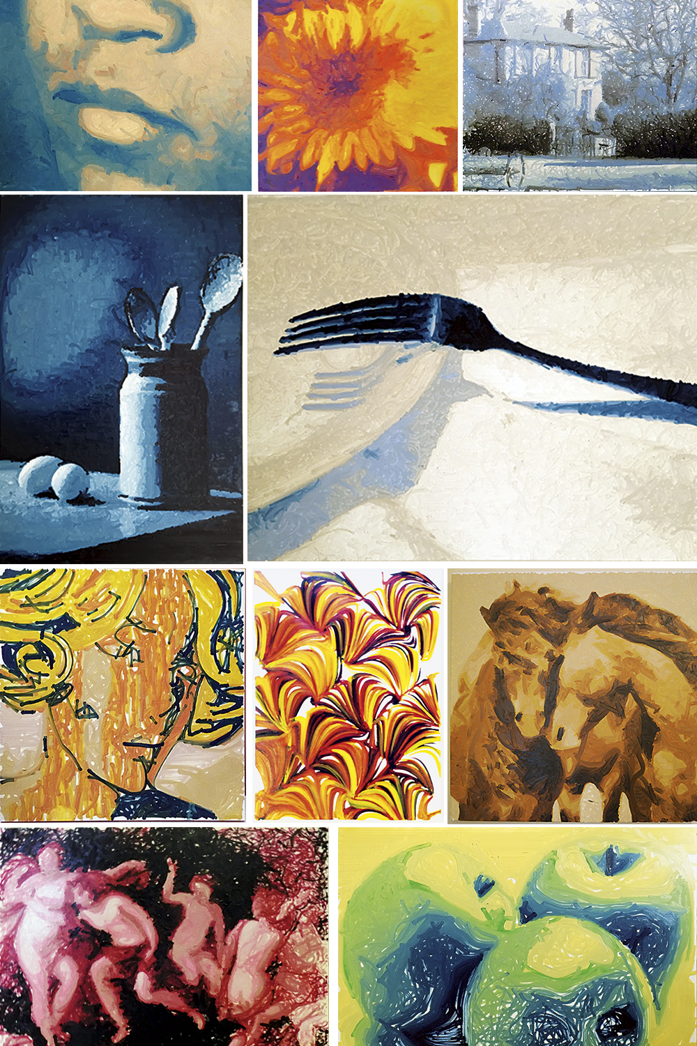 dscn0078a_orig.jpg MOSAICO - No Laboratório de Máquinas Criativas da Universidade Columbia, nos Estados Unidos, cientistas criaram robôs que pintam telas a óleo como as que ilustram esta reportagem -