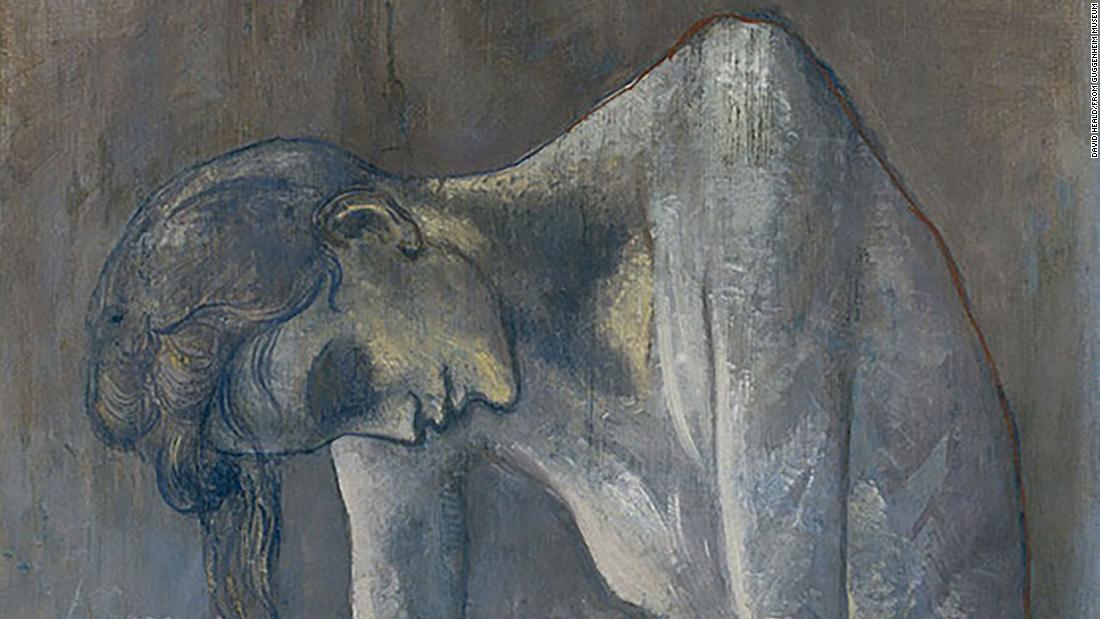 "Mulher passando roupa", de Pablo Picasso, foi pintado em 1904 e faz parte de seu 'Período Azul'. -