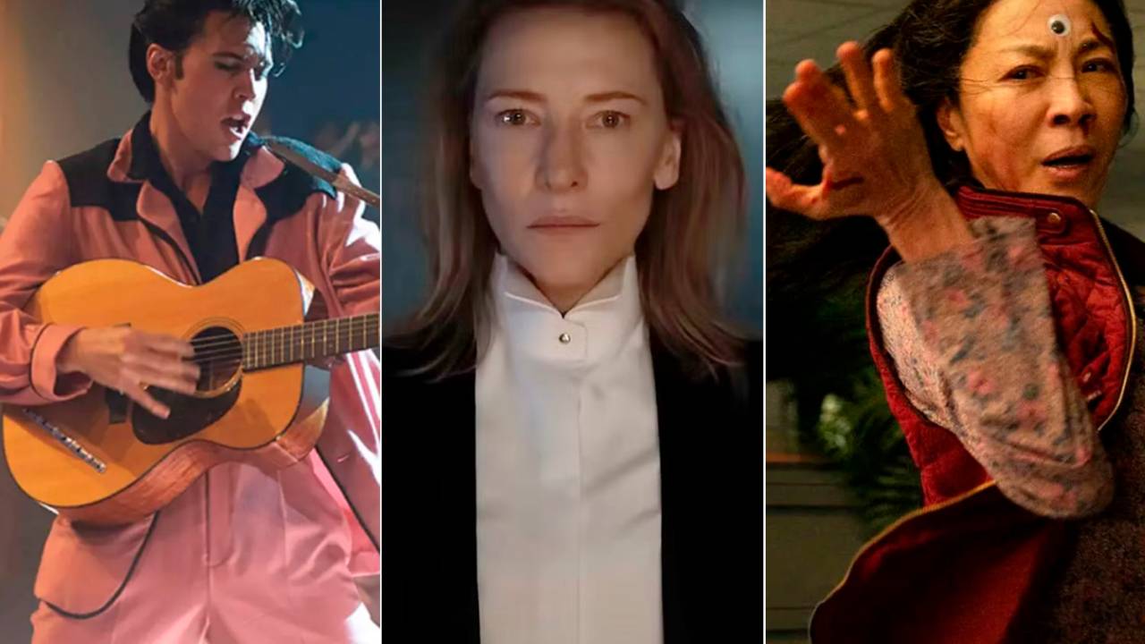 Cenas dos filmes 'Elvis', 'Tár' e 'Tudo em Todo o Lugar ao Mesmo Tempo' -