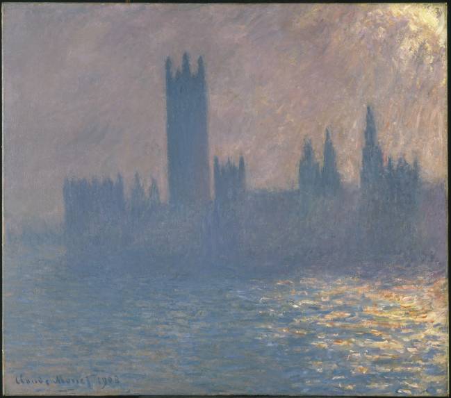 68.48.1_colorcorrected_SL1 'As Casas do Parlamento; Por do Sol', óleo sobre tela pintado por Claude Monet em 1903, que está no Museu do Brooklyn, em Nova York -