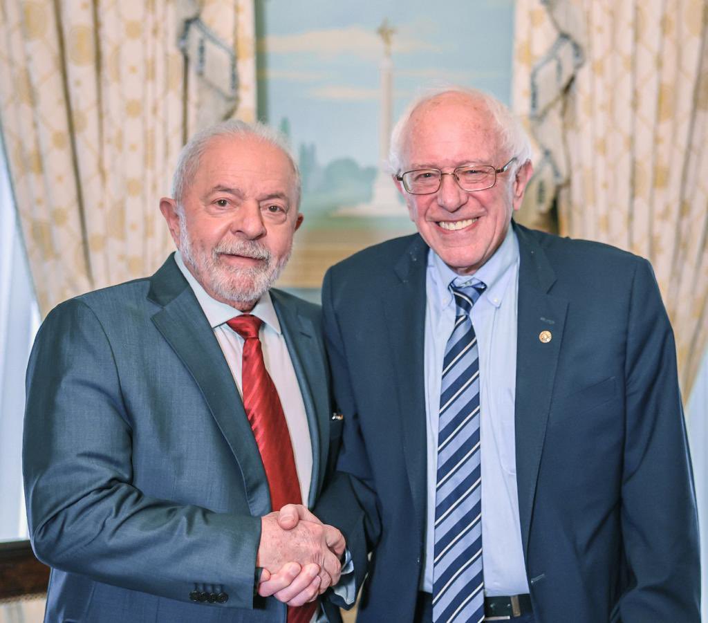 Lula encontra Bernie Sanders durante visita a Washington