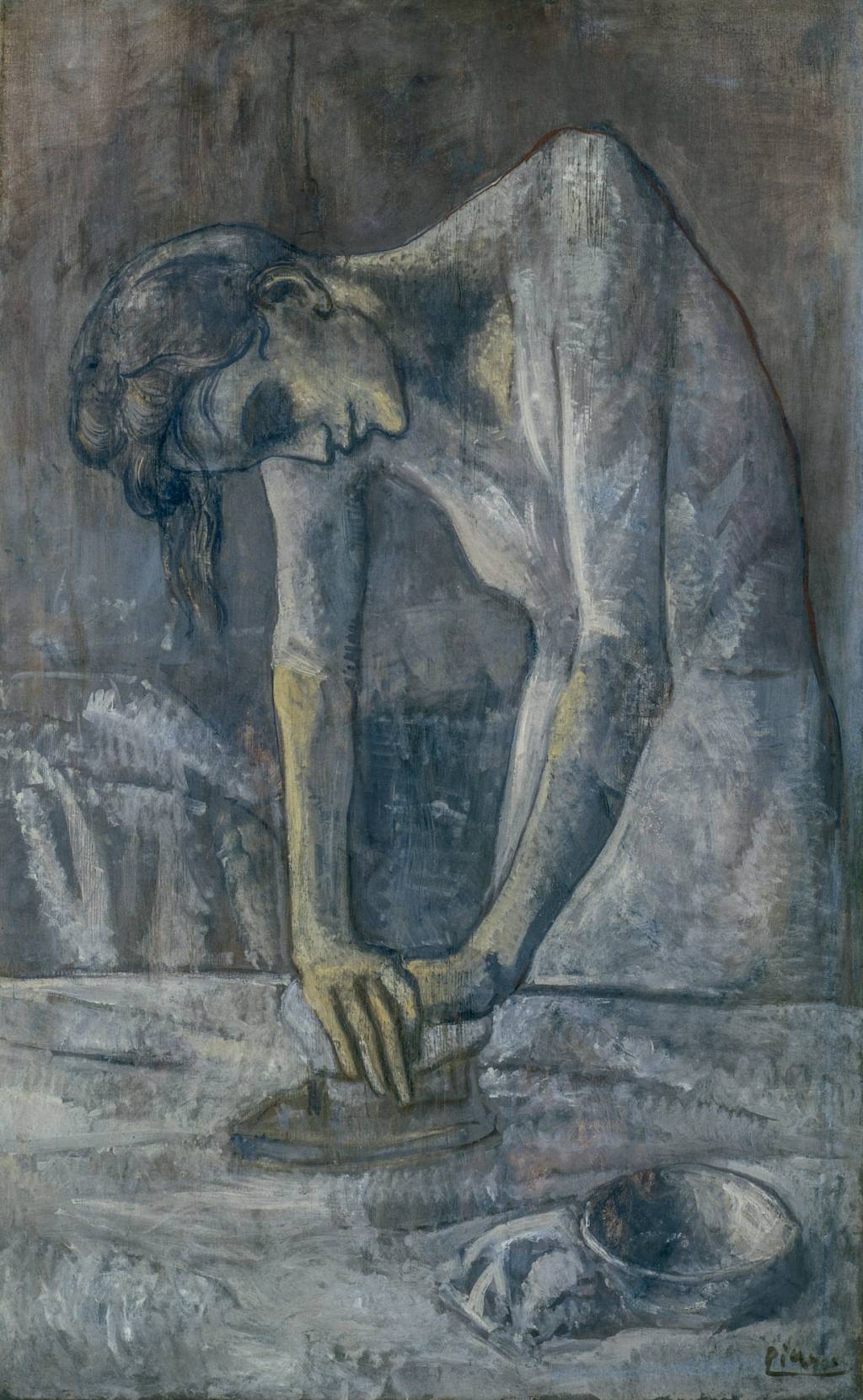 Woman Ironing MULHER PASSANDO ROUPA, LA REPASSEUSE - Obra-prima da chamada Fase Azul de Picasso, entre 1901 e 1904, a tela é um dos destaques do Museu Guggenheim, de Nova York. Os descendentes de Karl e Rosi Adler, forçados a fugir da Alemanha nazista em 1938, a querem de volta -