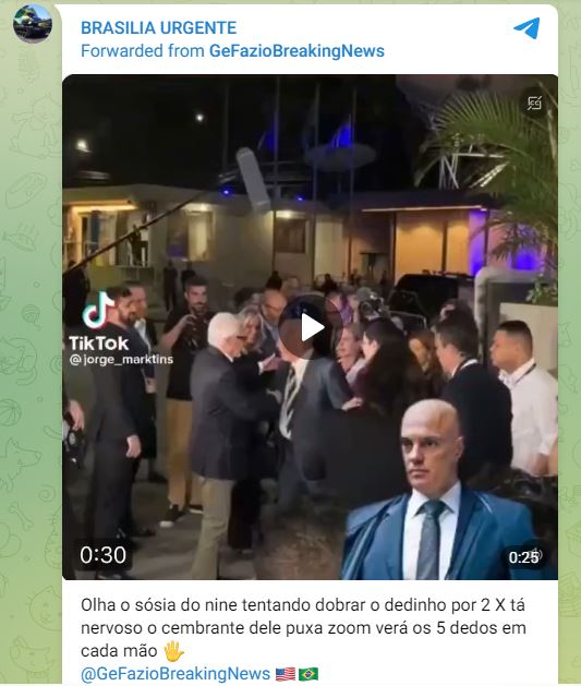 Print de grupo bolsonarista do Telegram com a teoria de que Lula teria sido substituído por um sósia --