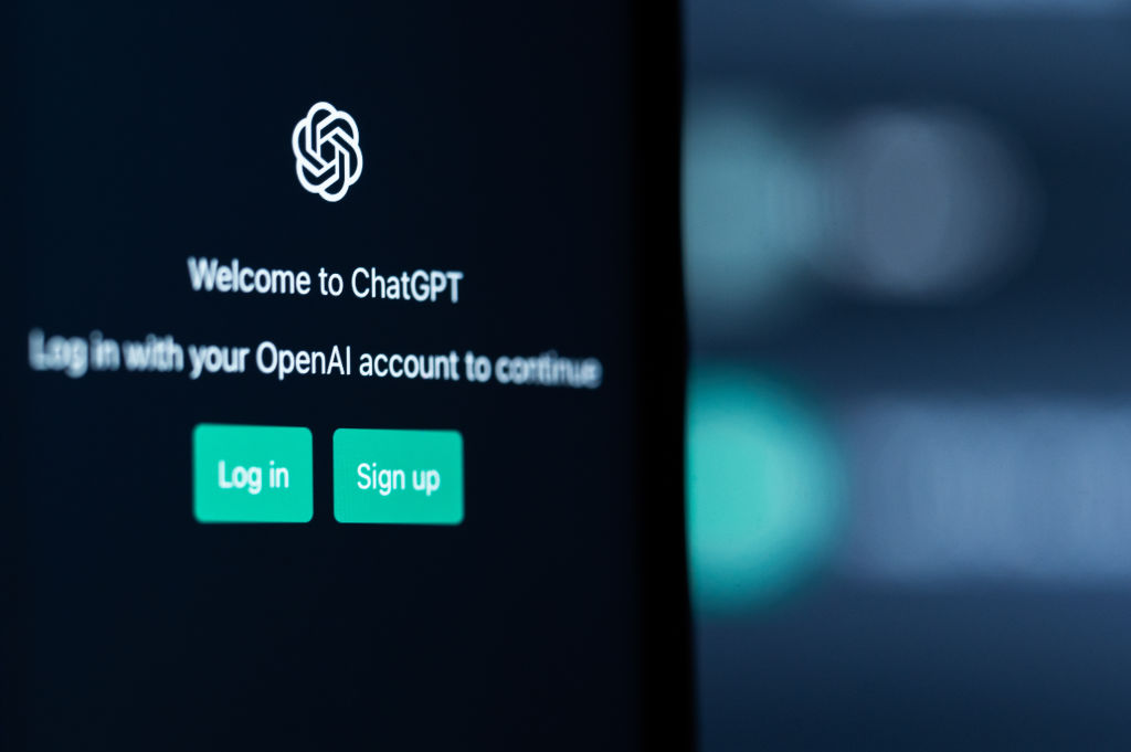 SYMBOL - 11 February 2023, Baden-Württemberg, Rottweil: The Welcome to ChatGPT lettering of the US company OpenAI can be seen on a computer screen. Photo: Silas Stein/dpa (Photo by Silas Stein/picture alliance via Getty Images)