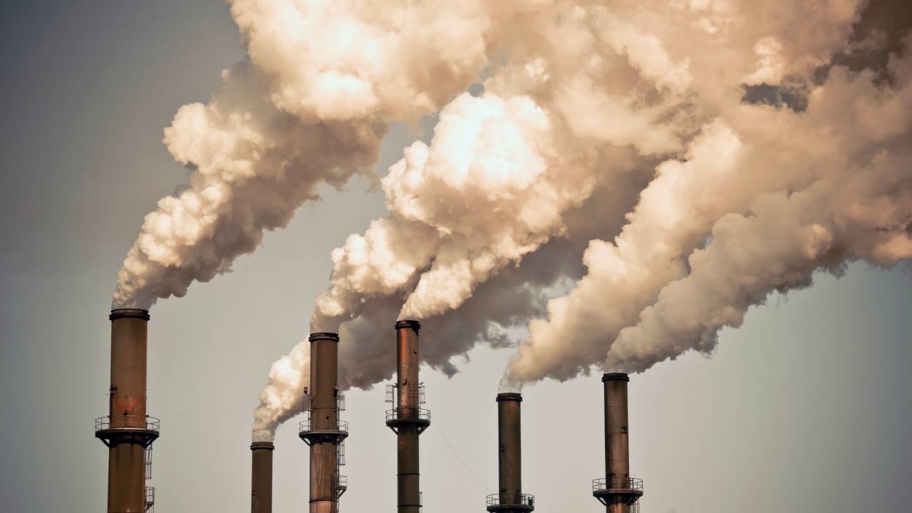 USA, Florida, Industrial smokestacks