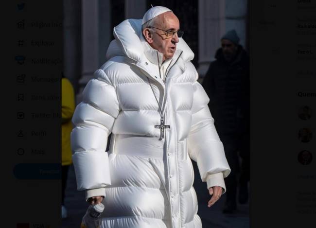 Papa Francisco Imagem do papa Francisco criada por realidade virtual que enganou vários sites de notícias e perfis em redes sociais