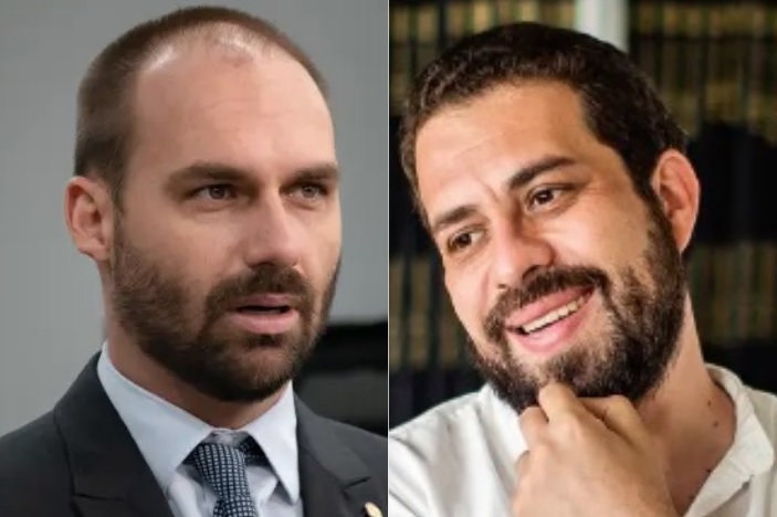 Os deputados Eduardo Bolsonaro (PL-SP) e Guilherme Boulos (PSOL-SP)