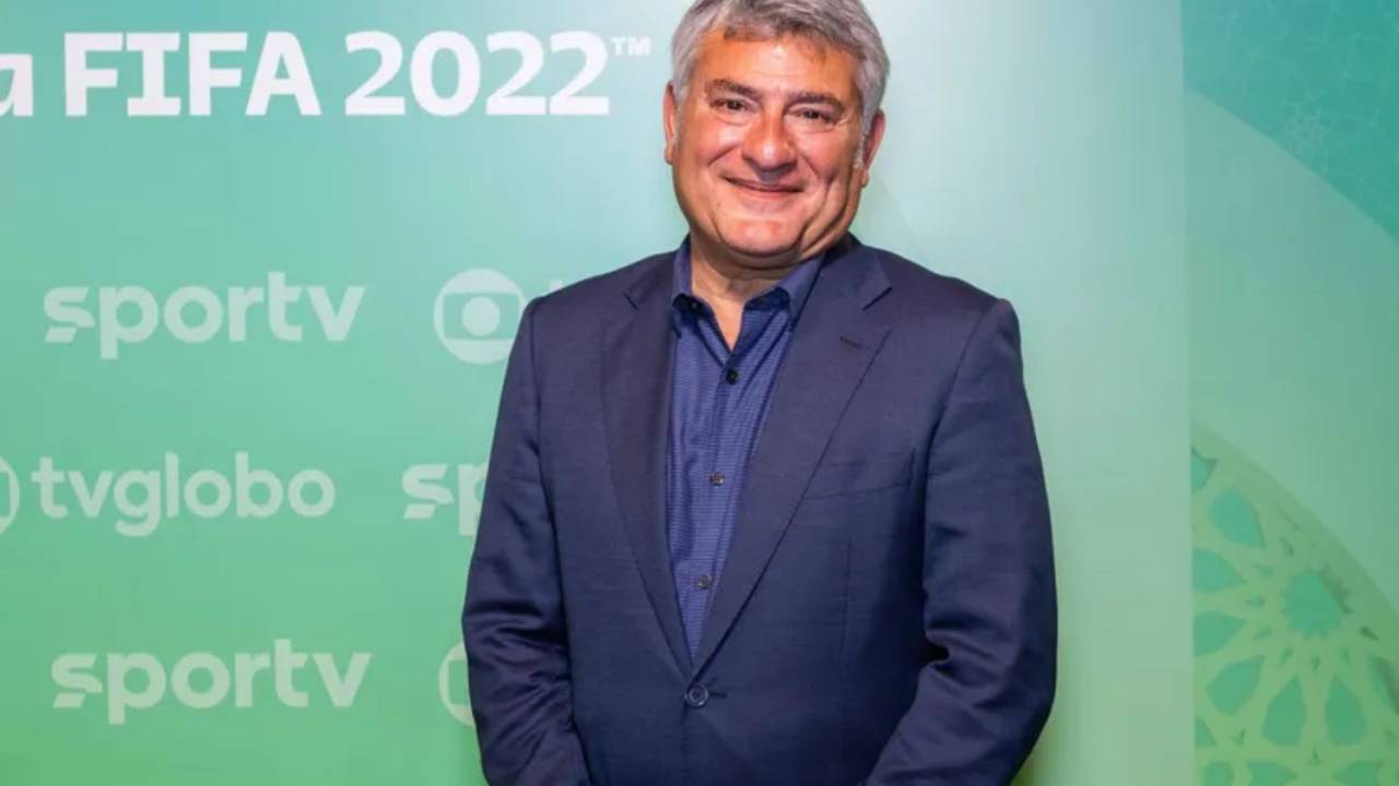 Cléber Machado em evento de divulgação da Copa do Mundo 2022