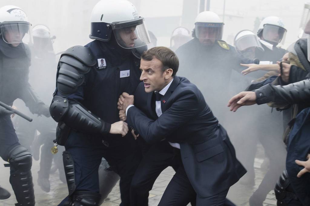 FAKE-IMAGE—EMMANUEL-MACRON-internet-b.jpeg RISCO - Imagem falsa do presidente francês Emmanuel Macron: montagens são difíceis de ser identificadas