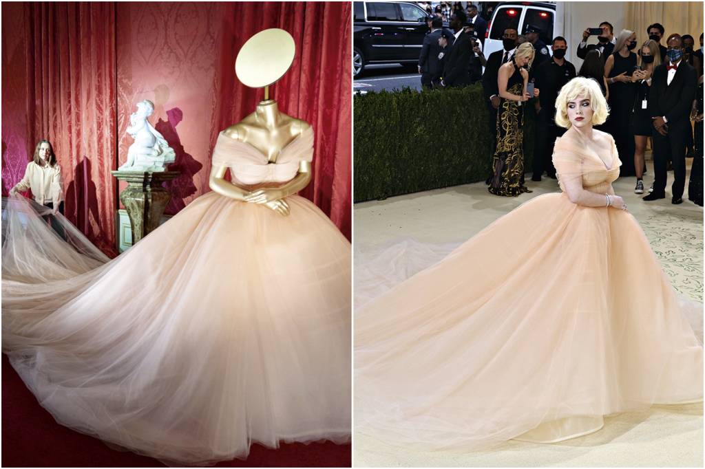 GettyImages-1340263583.jpg PRINCESA - Billie Eilish no Met Gala (à dir.) e o vestido de tule: evidente inspiração