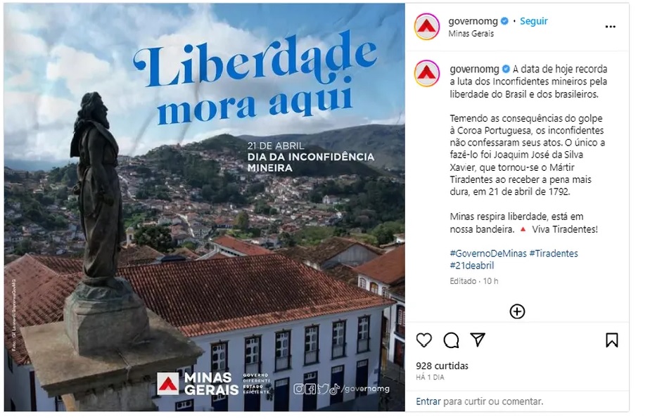 Governo de Zema chama Inconfidência Mineira de ‘golpe’