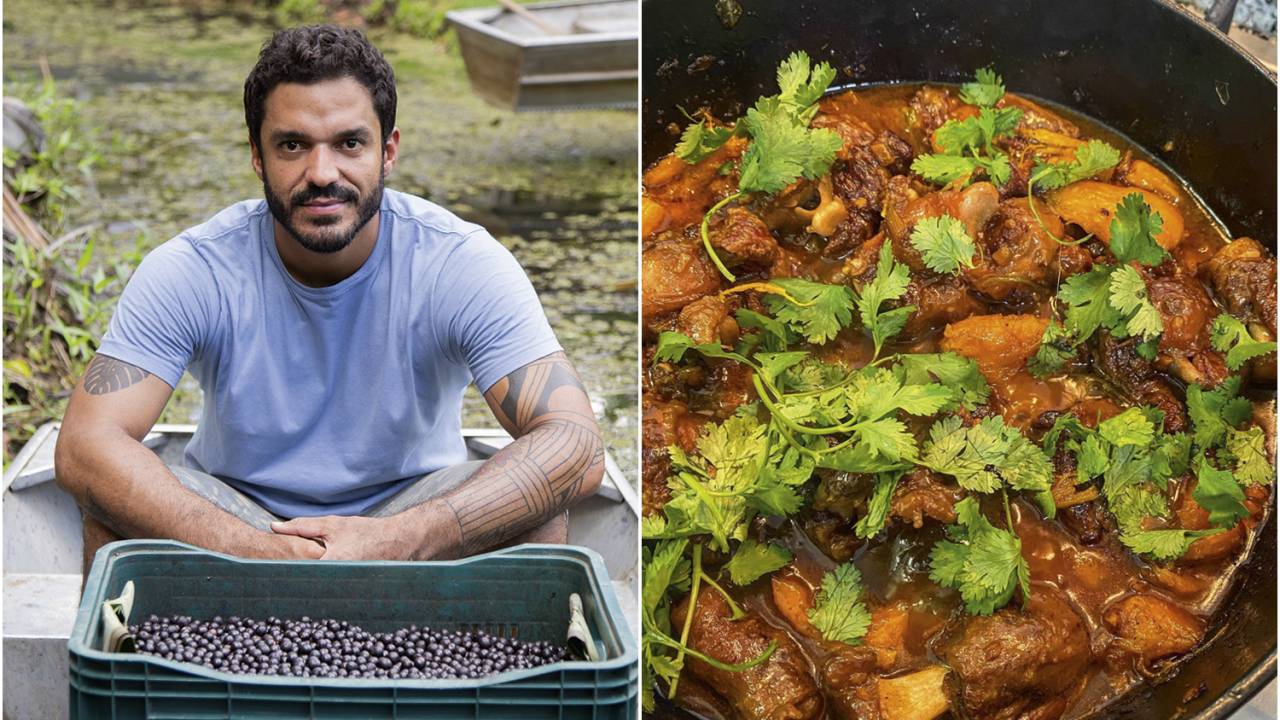 DEU NO 'THE NEW YORK TIMES' - Thiago Castanho: o chef virou astro internacional com pratos regionais como a pupunha com tucupi (à dir.)