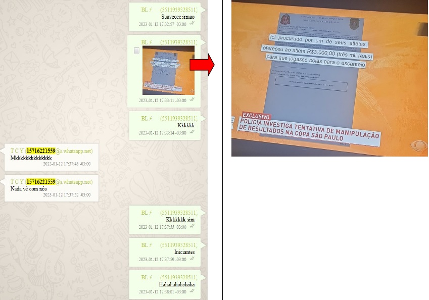 Manipulação campeonatos Conversa de criminosos: