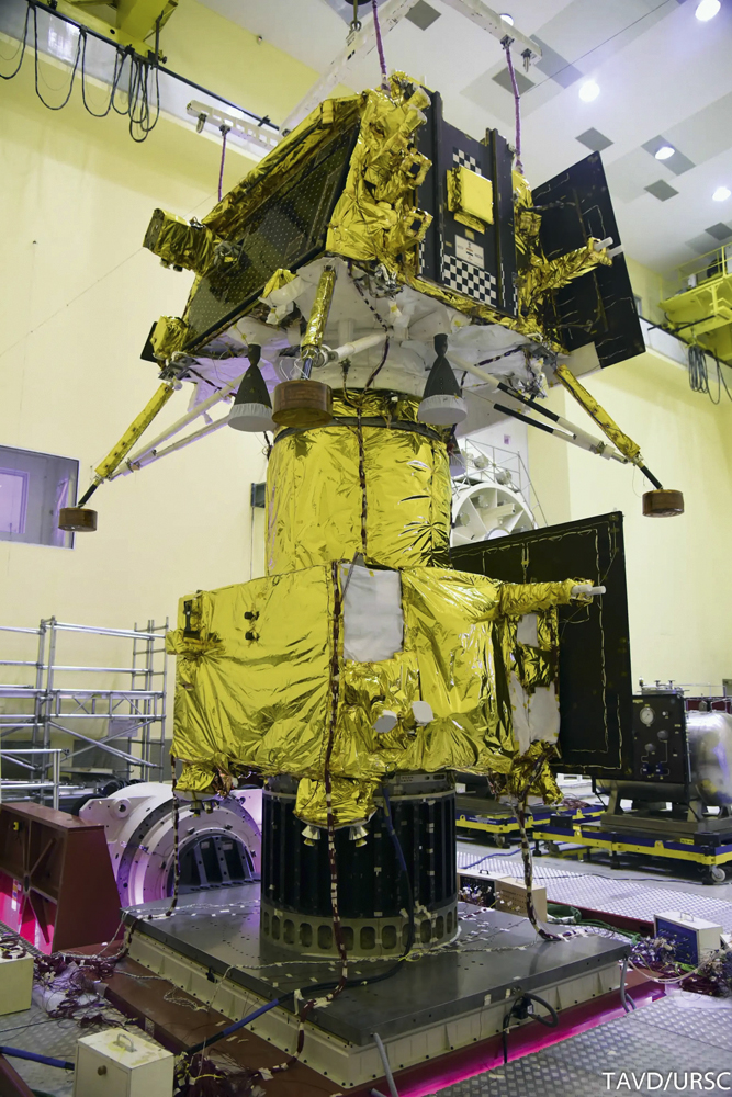 CHANDRAYAAN-3—ISRO-e—texto-inferior.jpg CONSTRUÇÃO - Nave indiana: o país quer pousar em solo lunar