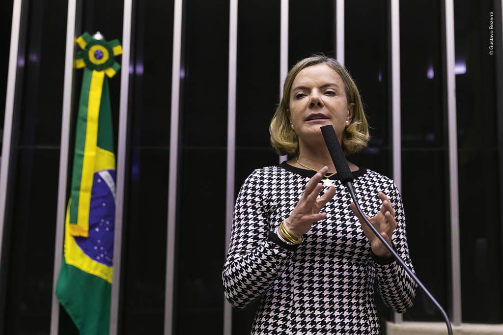 GLEISI-HOFFMANN-DISCURSO-2023-02.jpg DIVERGENTE - Gleisi Hoffmann: a presidente do PT era contra a proposta