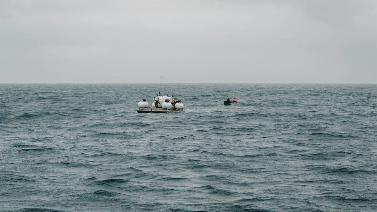 This image courtesy of Dirty Dozen Productions shows the 4am start of the RMS Titanic Expedition Mission 5 on the morning of June 18, 2023. The US Coast Guard said late Monday, June 19, that its search for a missing submersible vessel near the Titanic wreck had been completed for the day, but that a national guard unit and the company operating the five-passenger underwater mission would continue scouring the surface overnight.The 21-foot (6.5-meter) craft, operated by OceanGate Expeditions, began its descent on Sunday but lost contact with the surface less than two hours later, according to authorities. (Photo by Dirty Dozen Productions / AFP) / RESTRICTED TO EDITORIAL USE - MANDATORY CREDIT "AFP PHOTO / Dirty Dozen Productions / HANDOUT " - NO MARKETING - NO ADVERTISING CAMPAIGNS - DISTRIBUTED AS A SERVICE TO CLIENTS