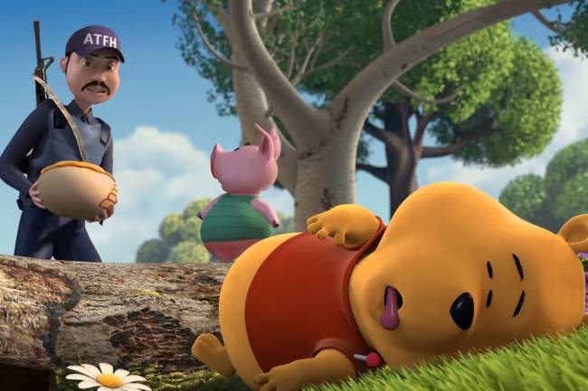 Design sem nome (34) Um urso muito similar a Puff é atingido por tranquilizador em 'Bee Movie'