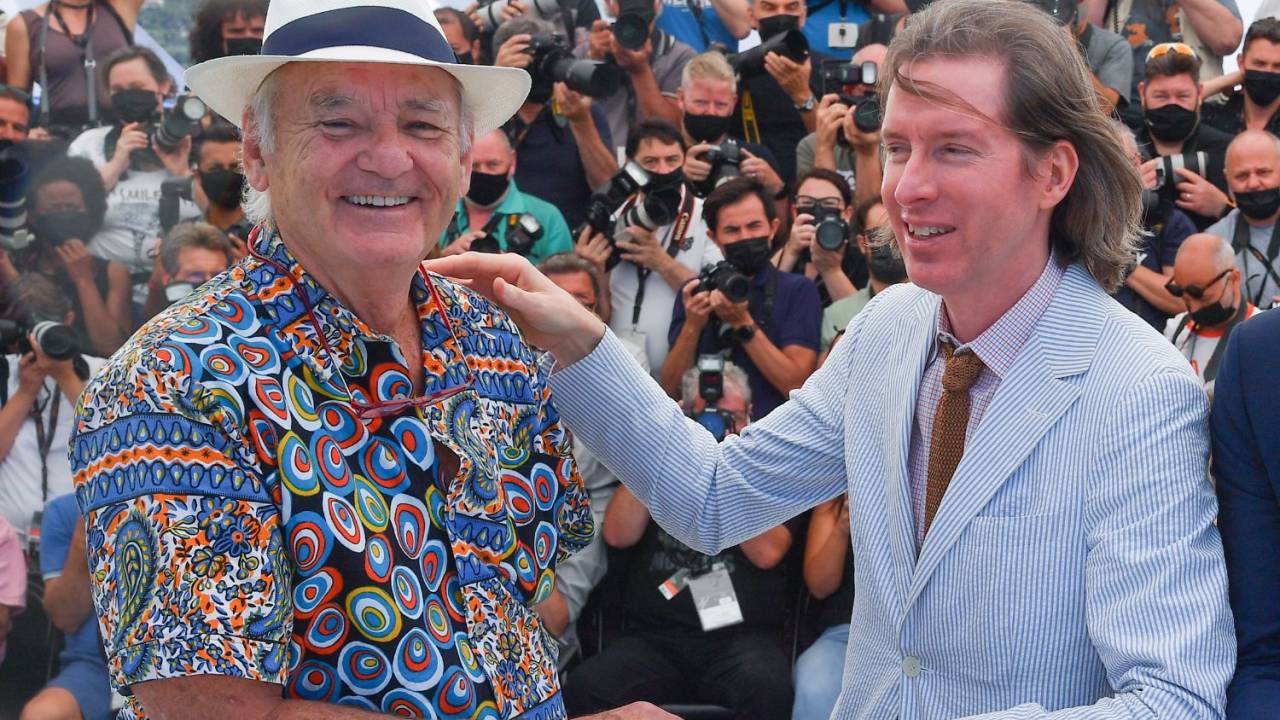Bill Murray e Wes Anderson na estreia de 'A Crônica Francesa' em Cannes