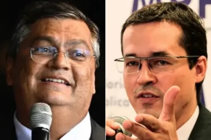 O ministro da Justiça, Flávio Dino, e o ex-deputado federal Deltan Dallagnol