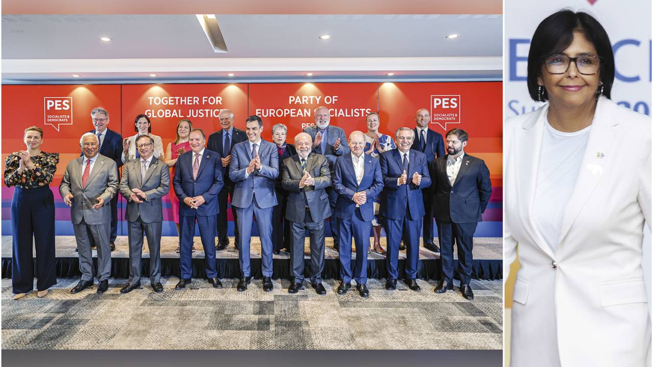 NETWORKING - Lula em foto do encontro UE-Celac: cúpula teve até reunião paralela da vice venezuelana Delcy (à dir.) com a oposição