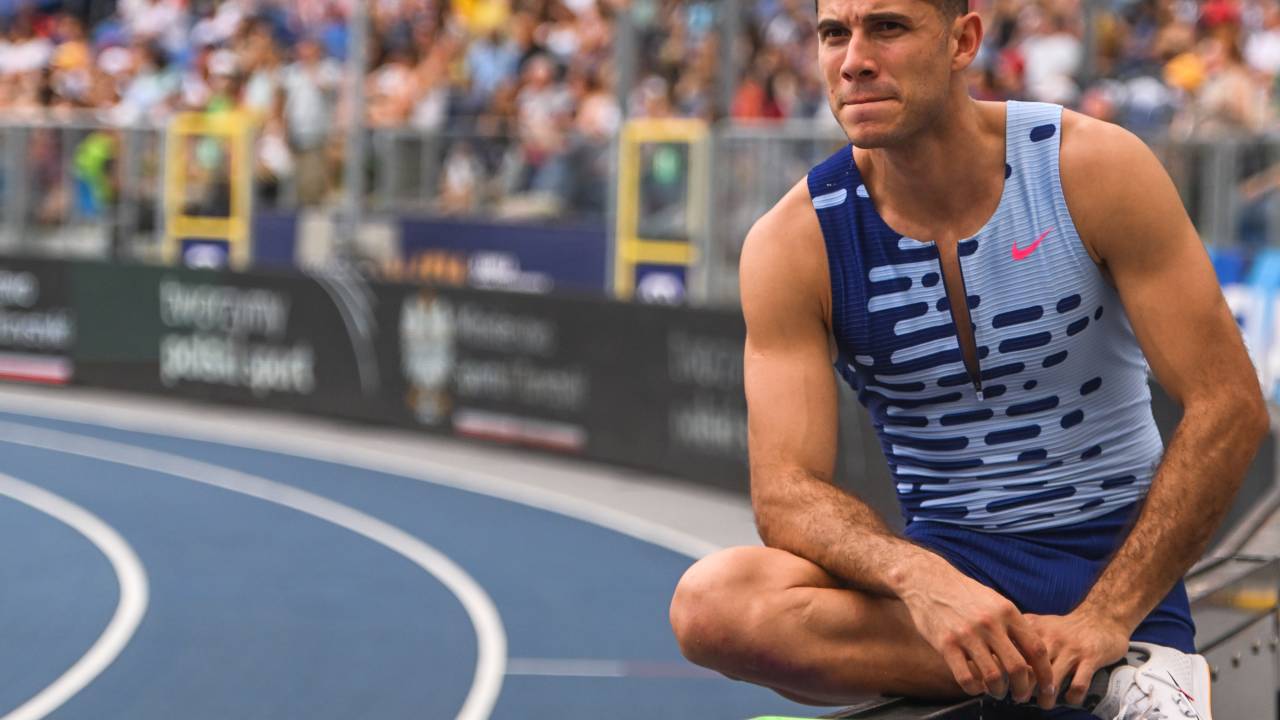 CHORZOW, POLAND - JULY 16, 2023: Thiago Braz of Brasil, watches Men's Pole Vault competition, during the SILESIA Kamila Skolimowska Memorial 2023, part of the 2023 Diamond League series, on July 16, 2023, at Slaski Stadium in Chorzow. (Photo by Artur Widak/NurPhoto via Getty Images)