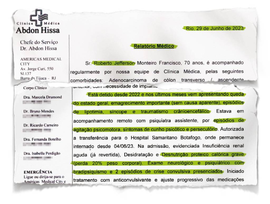 Documentos NA PRISÃO - Laudo médico: confusão mental, desmaios e frases desconexas