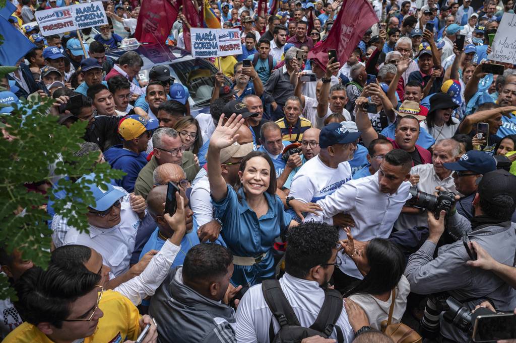 GettyImages-1258980782.jpg PREVENÇÃO - María Corina: líder nas pesquisas se tornou inelegível