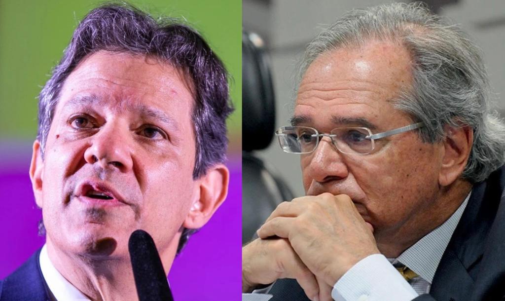 Montagem com fotos de Haddad (Washington Costa/MF/Divulgação) e de Guedes (Alessandro Dantas/PT Senado/.)