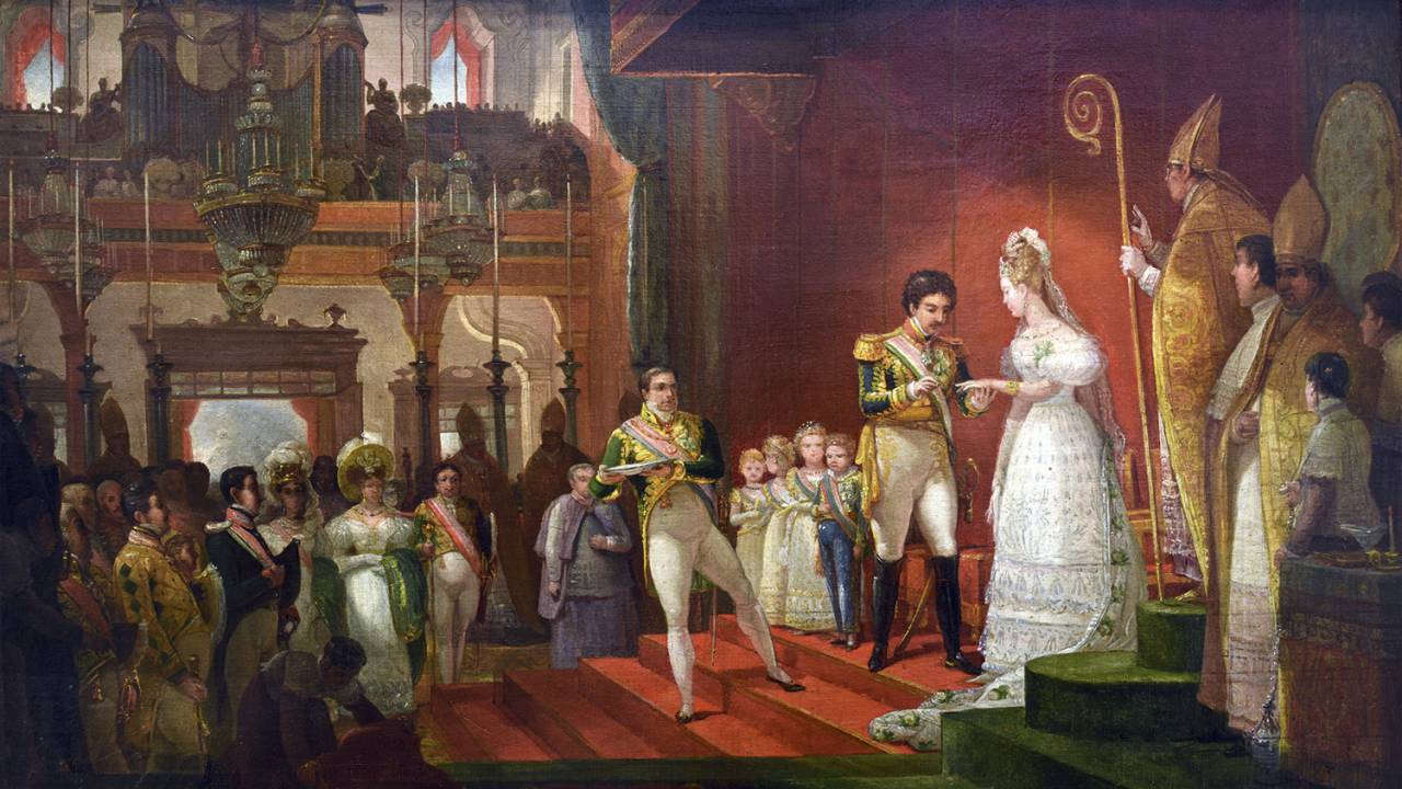 INFLUENCER - Na tela de Debret, o casamento de vestido branco, em 1829, aos 17 anos: lançadora de tendências